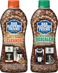 Bar Keepers Friend Coffee Maker Cleaner + Descaler (2 x 12 oz) Removes Stains & Oily Residue from Espresso Machines, Carafes, Thermos, Drip Coffee Pots, Single-Cup Coffee Makers & More
