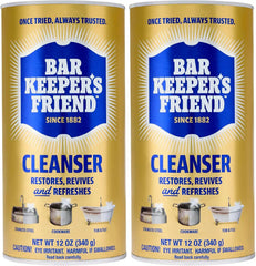 Bar Keepers Friend Powder Cleanser, 12 oz x 2, Multipurpose Cleaner, Degreaser & Remover for Burnt Stainless Steel Pots and Pans, Rust Stains, Hard Water Deposits & Soap Scum
