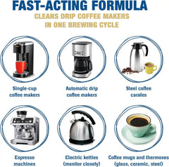 Bar Keepers Friend Coffee Maker Cleaner (2 x 12 oz) Removes Stains & Oily Residue from Espresso Machines, Carafes, Thermos, Drip Coffee Pots, Single-Cup Coffee Makers & More