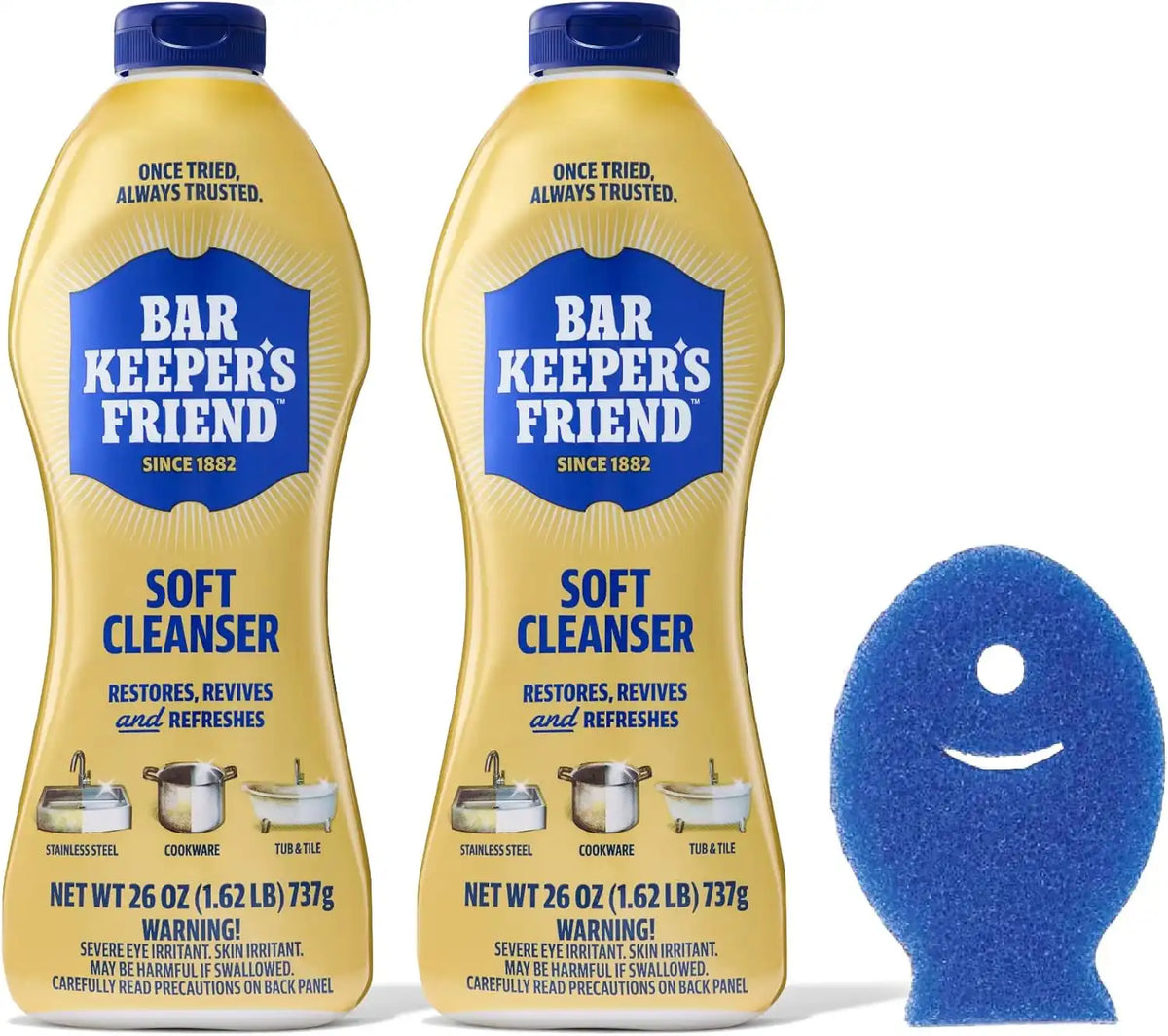 Bar Keepers Friend Soft Cleanser Liquid, 26 oz x 2, Multipurpose Surface Cleaner for Rust Stains, Soap Scum & Grease from Stainless Steel & More