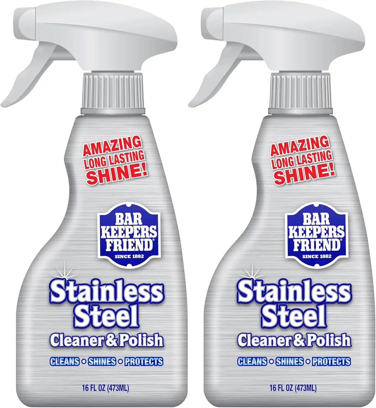 Bar Keepers Friend Stainless Steel Cleaner and Polish Spray (2 x 16 oz) Removes Oily Fingerprints, Hard Water Stains, Grime & Food Debris without Scratching or Dulling Appliances & Surfaces