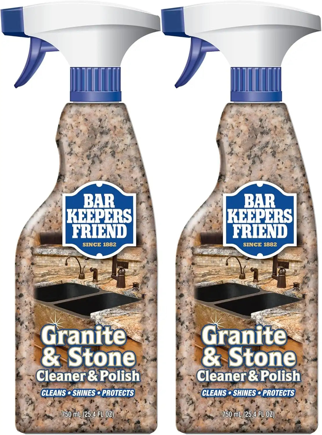 Bar Keepers Friend Granite & Stone Cleaner & Polish (25.4 oz) Granite Cleaner for Use on Natural, Manufactured & Polished Stone, Quartz, Silestone, Soapstone, Marble - Countertop Cleaner & Polish (2)